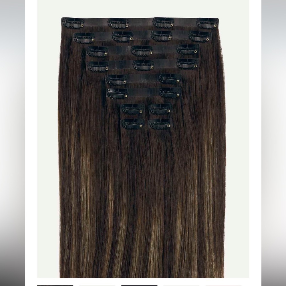Luxy 16" Seamless Mocha Bronde Balayage Clip-Ins - Picture 3 of 11